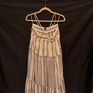 J. Crew Striped Maxi Dress in Cream and Gray​